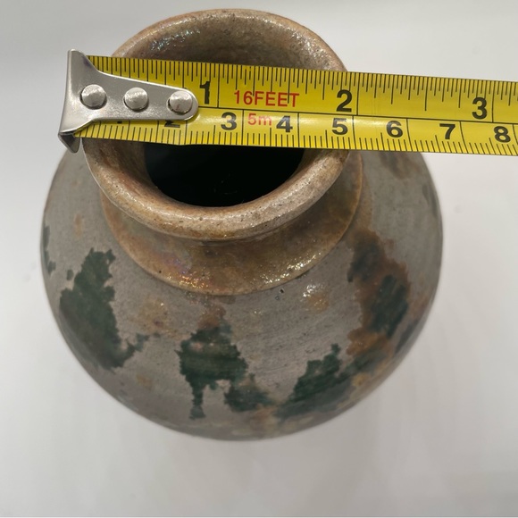 vintage 5’ Crystalline Glaze Pottery vase irredentist purple/green Tones Stamped - Picture 5 of 15